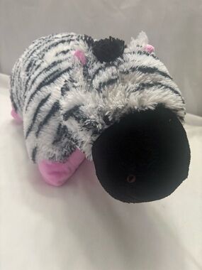 Pillow Pets Zippity Zebra 18" Plush Pink EUC
